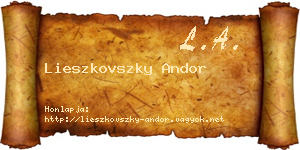 Lieszkovszky Andor névjegykártya